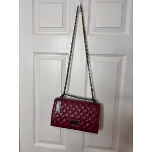 Gladdon Burgundy Quilted Crossbody Bag Chain Strap Classic Evening Purse